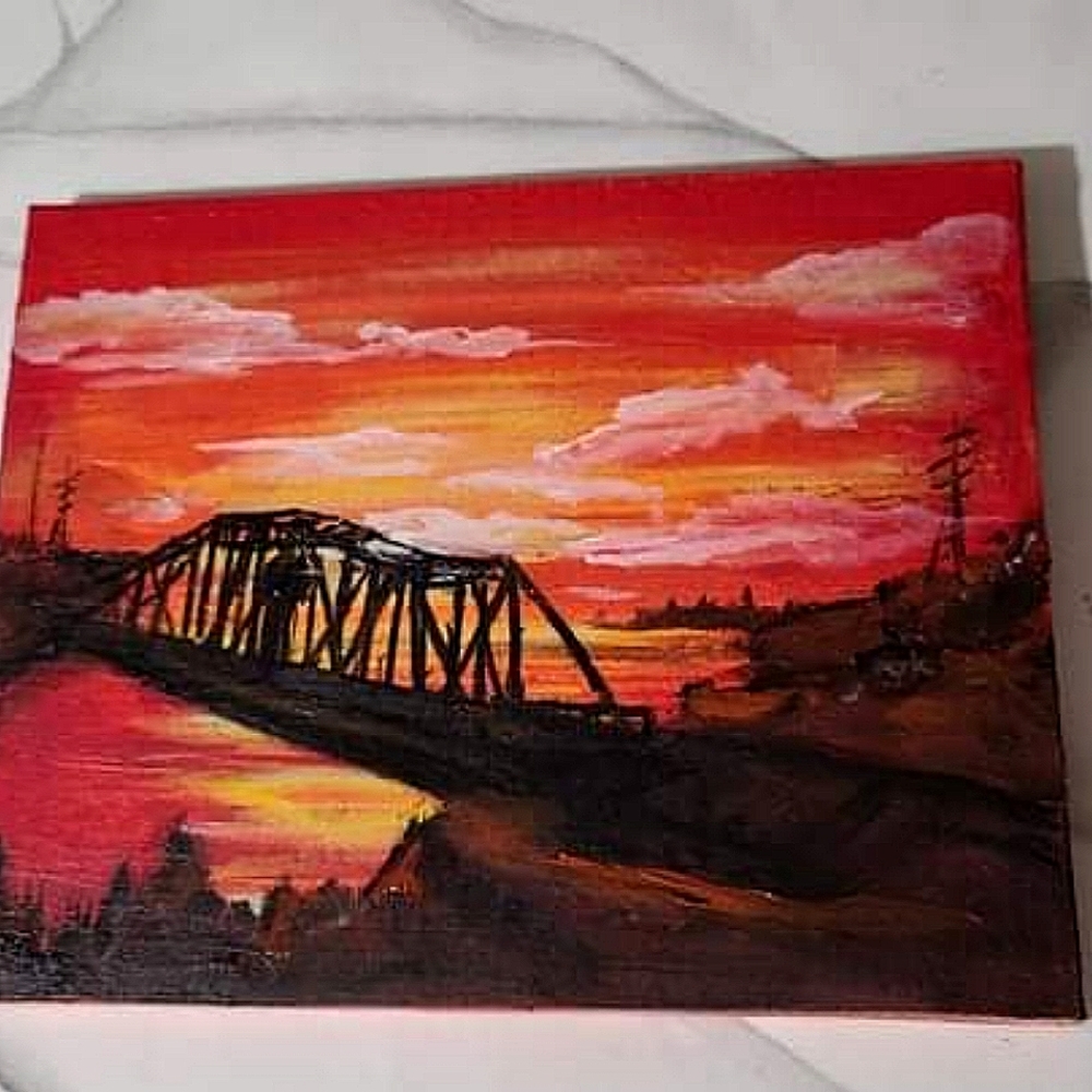 Swing bridge manitoulin painting